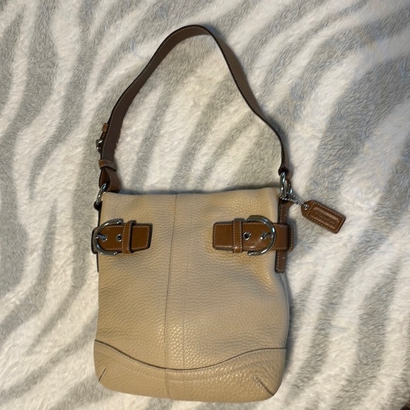 COACH tan and brown leather handbag. EUC - Picture 3 of 15